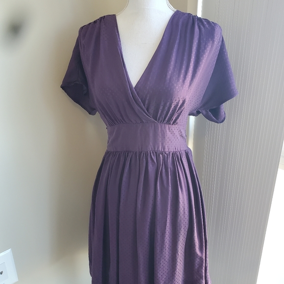 Jacob Purple Polka Dot Flared Skirt Dress - Picture 3 of 6